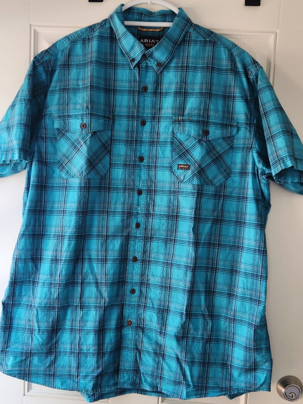 Ariat Rebar Mens Plaid Short Sleeve Button Up Shirt